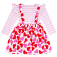 Hoyuwak Outfit For Toddler Pink Ruffled Long Sleeve Striped Shirt Top And Heart Printed Skirt Set For Valentine'S Day