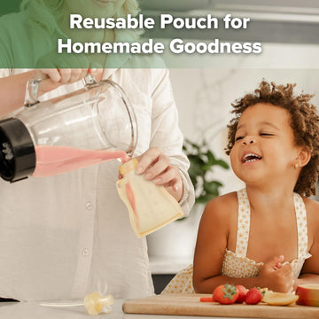 Haakaa Pouch Reusable Baby Food Pouch, Reusable Pouches For Toddlers Kids Squeezable Pouch, Washable Freezer - Make Homemade Org