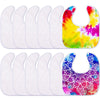 Hooling 12 Pieces Sublimation Blank Baby Bib Heat Press White Baby Bib Printable Reusable Dribbler Bib Stain And Odor Resistant