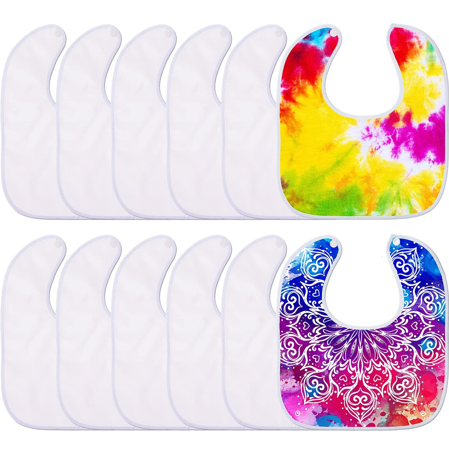 Hooling 12 Pieces Sublimation Blank Baby Bib Heat Press White Baby Bib Printable Reusable Dribbler Bib Stain And Odor Resistant