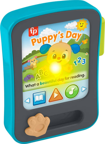 Fisher-Price Baby Learning Toy Laugh & Learn Puppys Storytime Reader Pretend Tablet with Music & Lights for Ages 6+ Months