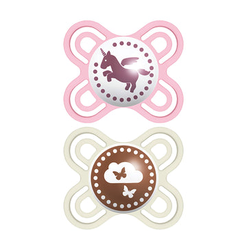Mam Perfect Baby Pacifier, Patented Nipple, Developed With Pediatric Dentists & Orthodontists, Girl, 0-3 Months (Pack Of 2)