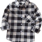 Kids Little Boys Girls Baby Red Plaid Flannel Long Sleeve Button Down Flannel Shirt Plaid Tops Girl Boy Clothes (2-3T, Black Whi