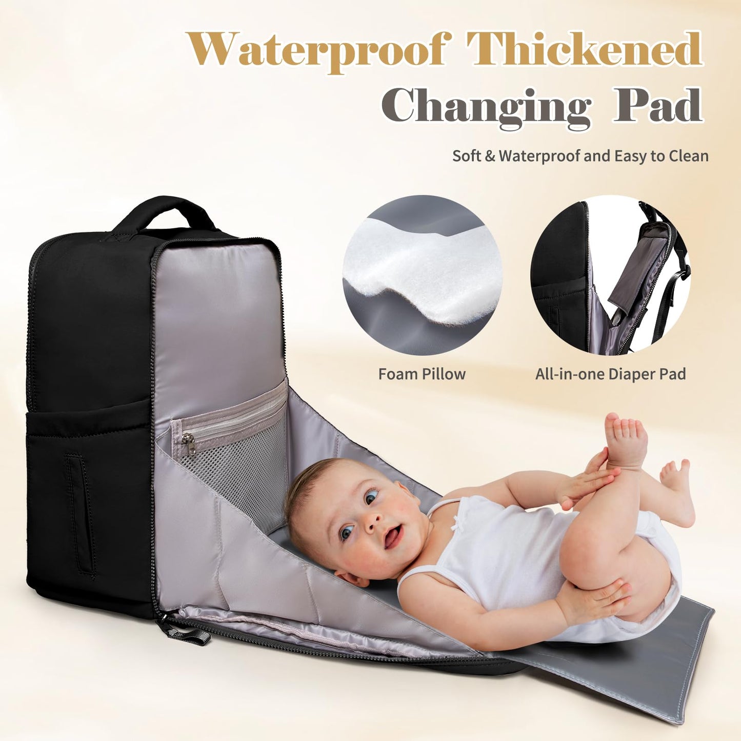 ILCOLPO Diaper Bag Backpack,Baby Bag Backpack with Changing Station,Waterproof Large Diaper Bag for Baby Boy Girls,Paaleras Para