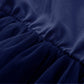 Twkioue Girl Ruffle Sleeve Dress Crewneck Tutu Tulle Fluffy Solid Color Dresses 817 Navy Blue 130