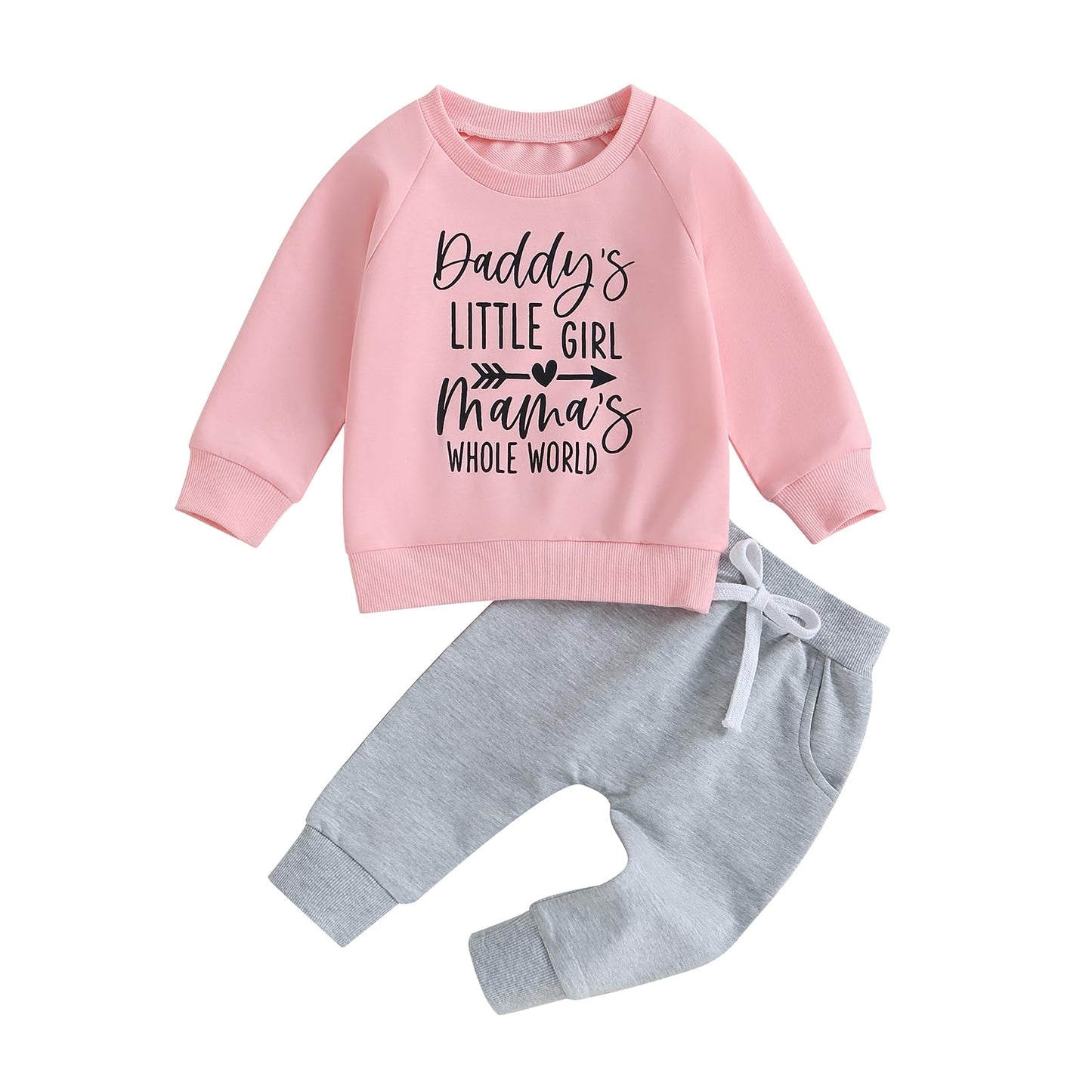 Baby Girl Clothes Valentines Day Outfits Long Sleeve Fall Winter Infant Toddler Sweatshirt Top Pants Set (Pink-Daddys Girl, 0-6