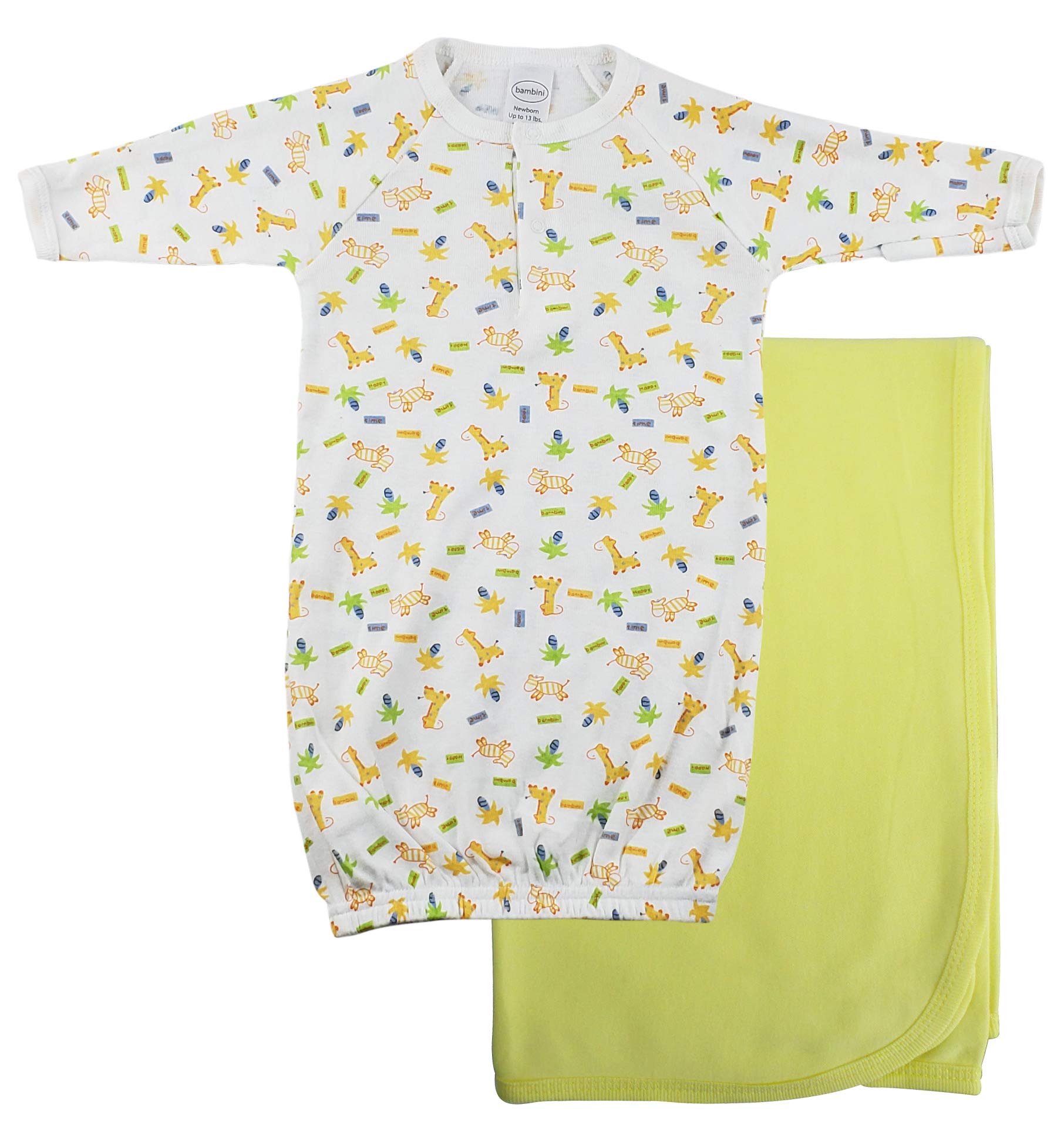 Bambini Print Infant Gown And Recieving Blanket - Newborn