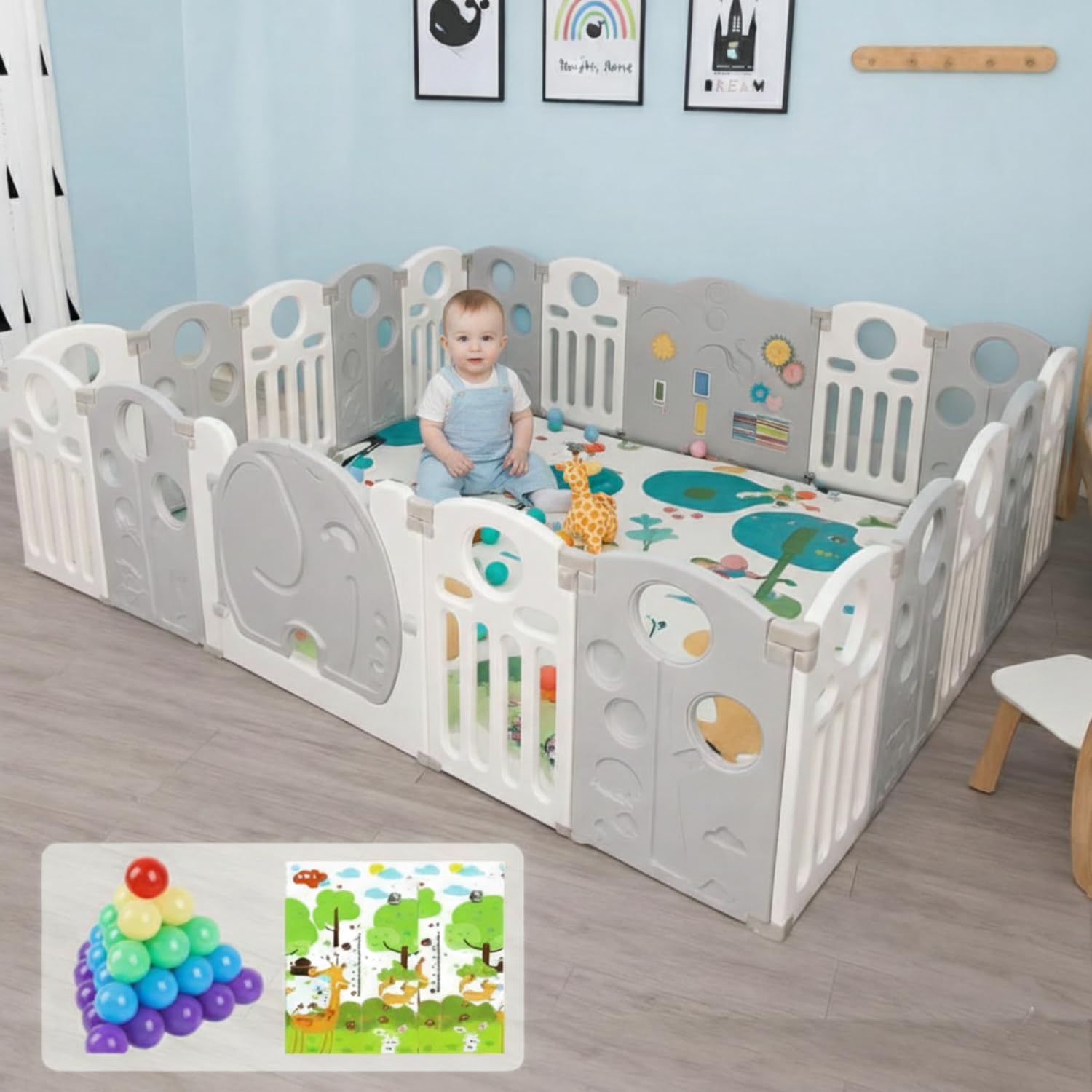 Metreno 20 Panel Playpen For Babies Upto 5 Year With Mat And Balls Foldable Baby Play Area Indoor Setup Play Yard Fence For Todd