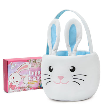 Lofytain Easter Basket Bags,Easter Eggs-Gift Baskets For Kids,Bunny Tote Bag Bucket For Easter Eggs,Toys, Candy,Gifts (Blue)