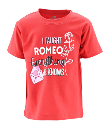 Unique Baby Boys Valentines Day Funny Romeo T-Shirt (7Y, Red)
