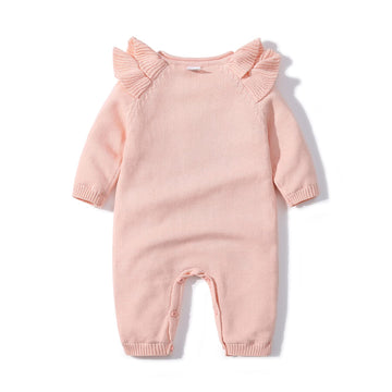 Iadoer Baby Girl Ruffle Rompe Knitted Sweaterr Little Sister Newborn Outfit Longsleeve Outfit With Kids Winter Warm Hats Set(0-3