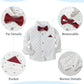 Disaur Toddler Boy Wedding Outfits Short Sleeve White Flower Dress Shirt Bow Tie Suspender Christmas Red Plaid Pants Baptism Out