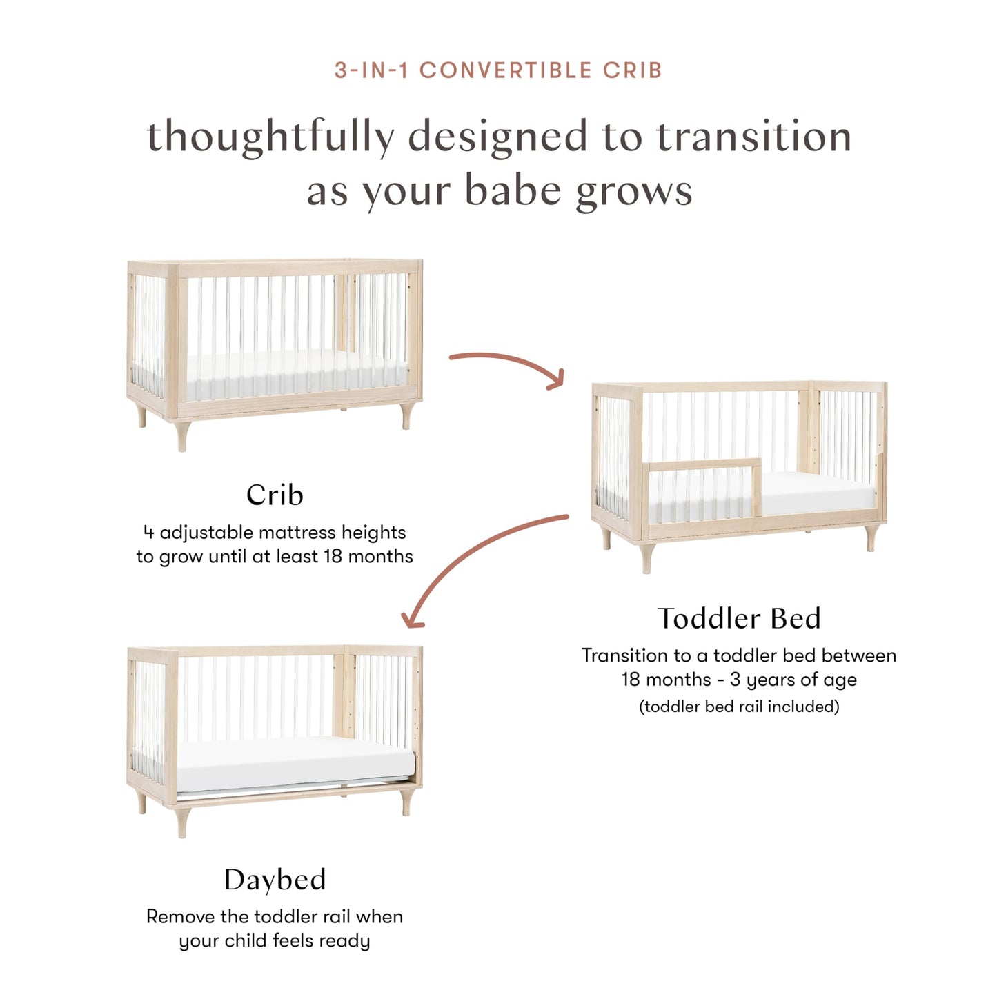 Babyletto Lolly 3-In-1 Convertible Baby Crib With Toddler Bed & Daybed Conversion - Strong, Durable & Easy Assembly - Greenguard