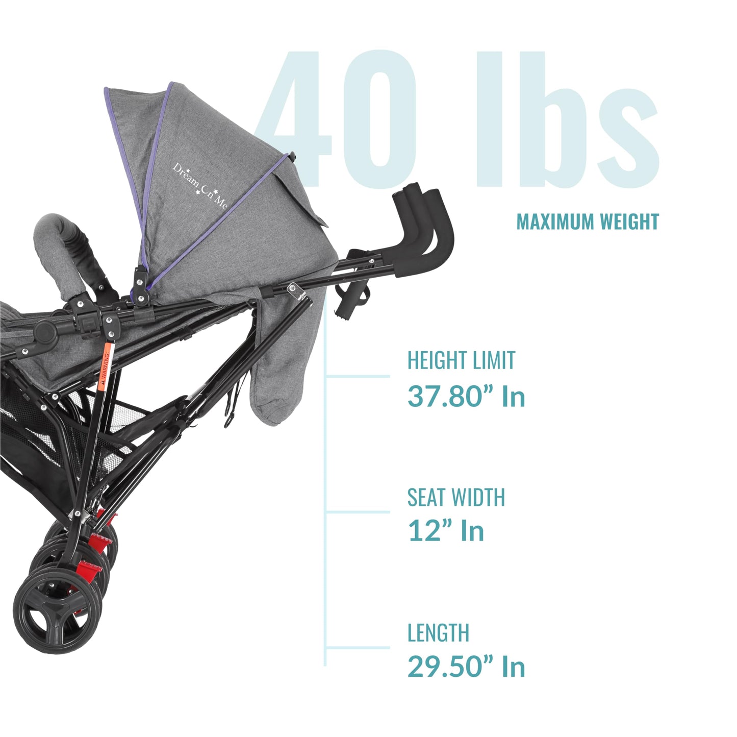 Dream On Me Volgo Twin Umbrella Stroller In Purple, Lightweight Double Stroller For Infant & Toddler, Compact Easy Fold, Large S