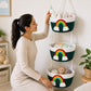 Sharma 3Tier Hanging Rope Basket Organiser with Rainbow Tassel Decor