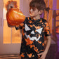 Halloween Girls Orange Tie Dye Pumpkin Face Jack O' Lantern Tee Round Neck Funny Tshirt 12 Years