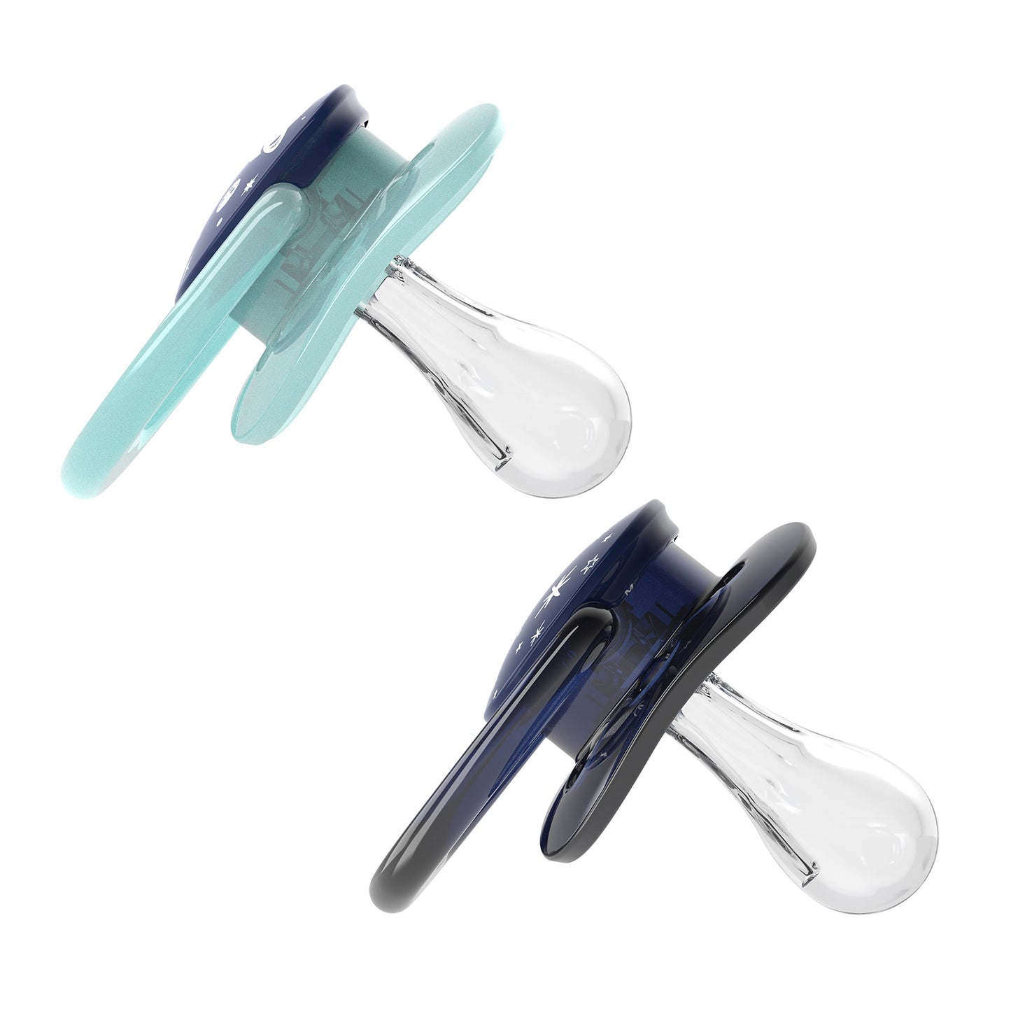 Dr. Brown'S Advantage Baby Pacifier, Fully Symmetrical Soother With Soft Silicone Bulb, 0-6M, Bpa Free, Blue Sunrise, 2 Pack (St