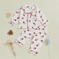 Nokpsedcb Toddler Boy Girl Valentines Pajamas Cute Heart Print Long Sleeves Shirt And Elastic Pants Loungewear Sleepwear (Red He