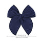5.5 Inch Navy Blue Fable Hair Bow: Handmade Linen Cotton Hair Clip For Girls - 1 Pcs