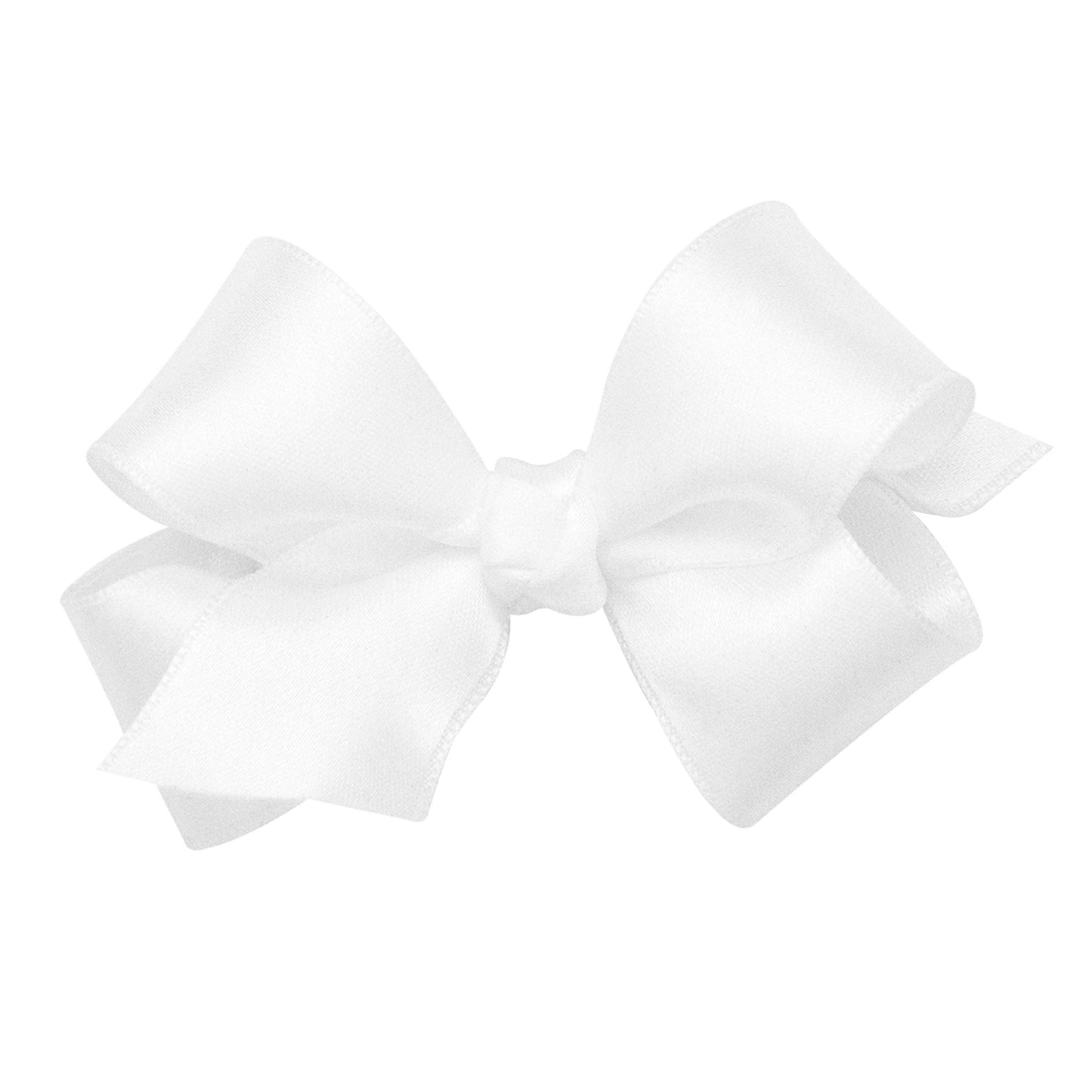 Wee Ones Girls' Classic French Satin Hair Bow On A Weestay Clip With A Knot Wrap Center, Mini, White