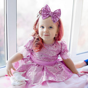 Lanmerry Hair Clip For Girls, 5 Inches Sequins Large Bow With Alligator Clip, Hair Accessories For Women Teens Babies Toddlers P