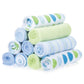 Spasilk Washcloth Wipes Set For Newborn Boys And Girls, Soft Terry Washcloth Set, Pack Of 10, Blue Dots