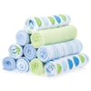 Spasilk Washcloth Wipes Set For Newborn Boys And Girls, Soft Terry Washcloth Set, Pack Of 10, Blue Dots