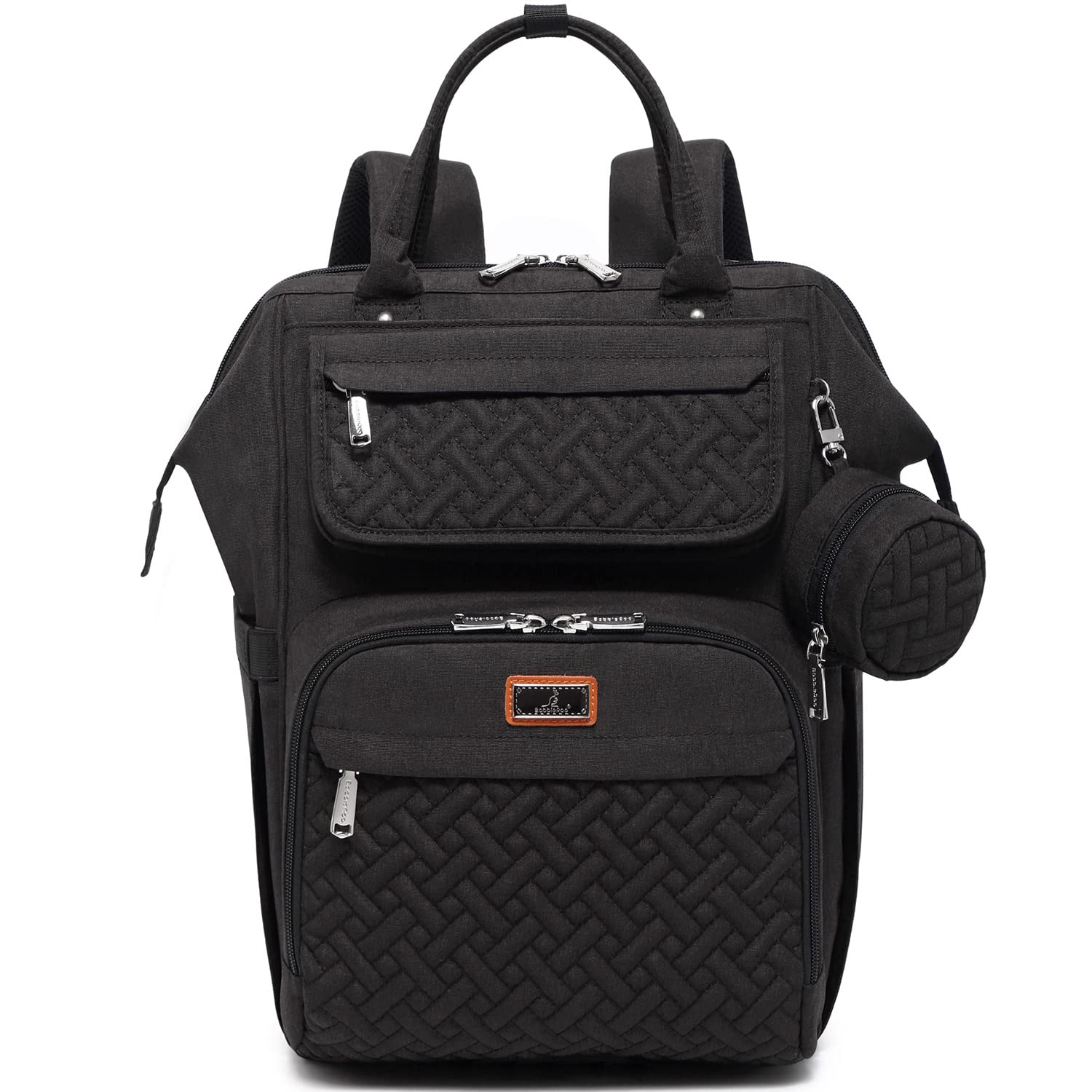 Babbleroo Diaper Bag Backpack, Multifunction Nappy Changing Bag With Changing Pad, Stroller Straps & Pacifier Case - Black