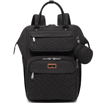 Babbleroo Diaper Bag Backpack, Multifunction Nappy Changing Bag With Changing Pad, Stroller Straps & Pacifier Case - Black