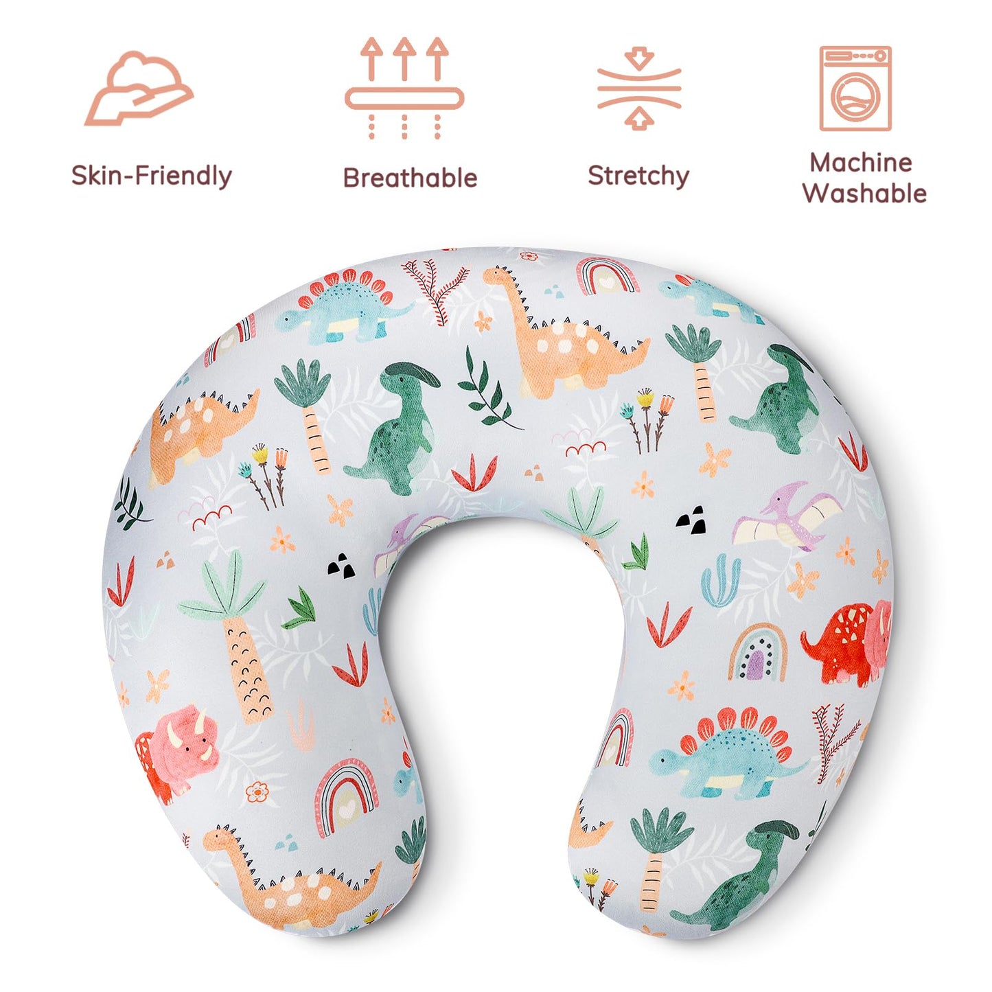 Nursing Pillow Cover 2 Pack, Breastfeeding Pillow Cover For Baby Girls Boys, Soft Stretchy Nursing Pillowcase For Infant Newborn