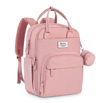 Ruvalino Diaper Bag Backpack, Multifunction Travel Pack Maternity Baby Changing Bags, Large Capacity, Waterproof, Pink