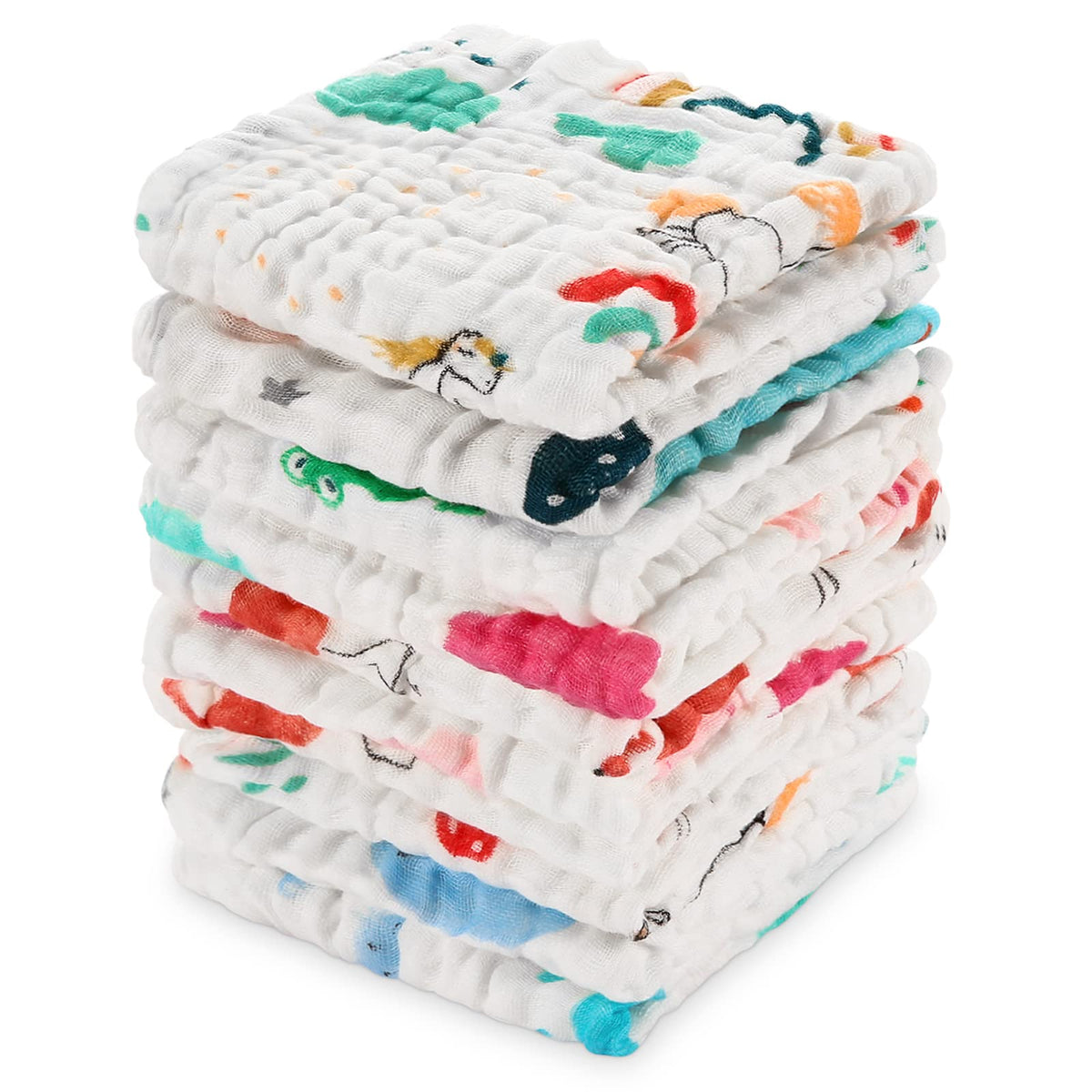 Qioo 10 Pack Muslin Baby Washcloths Size 10x10 Multicolor