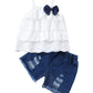 Hipea Toddler Baby Girls Clothes Ruffle Cami Polka Dot Tank Tops Casual Shorts 2-Piece Kids Short Set (Cami Laces,4-5T)