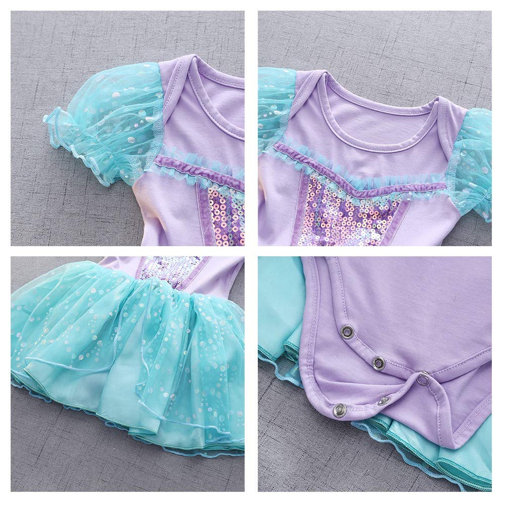 Fmyfwy Baby Girls Mermaid Princess Costume Halloween Christmas Birthday Romper Tutu Dress W/Headband 70