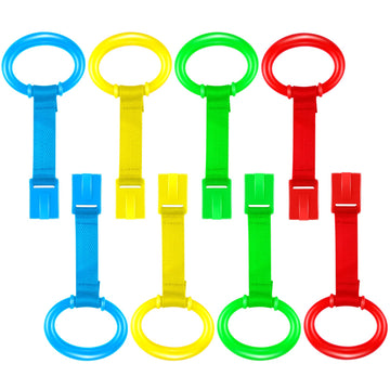 8 Pieces Baby Pull Up Rings For Playpen Baby Crib Pull Ring Baby Walking Exercises Assistant Rings Bed Bed Stand Up Ring Hanging