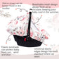 Carseat Cover Girls, Floral Baby Carseat Canopy With Zipper Mesh, Infant Stroller Cover, Watercolor Pink Flower
