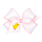 Wee Ones Girls' Easter Embellished Grosgrain Bow With Moonstitch Edge On A Weestay Clip, Handmade, Medium, Yellow Chick Embroide