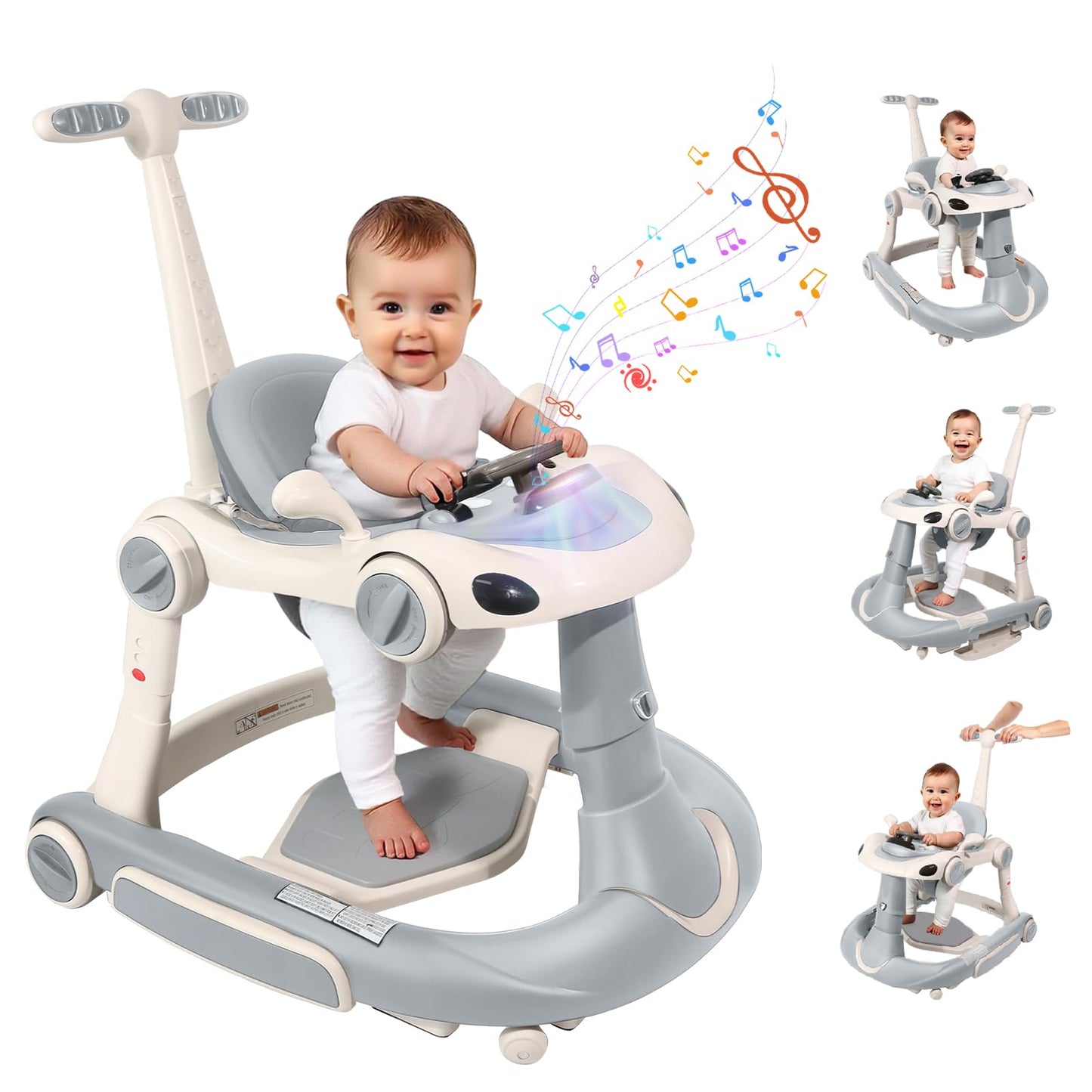 Baby Walker, 4-in-1 Baby Walker with Wheels Portable, Foldable Infant Toddler Walker for Boys Girls 6-18 Month,Removable Footres