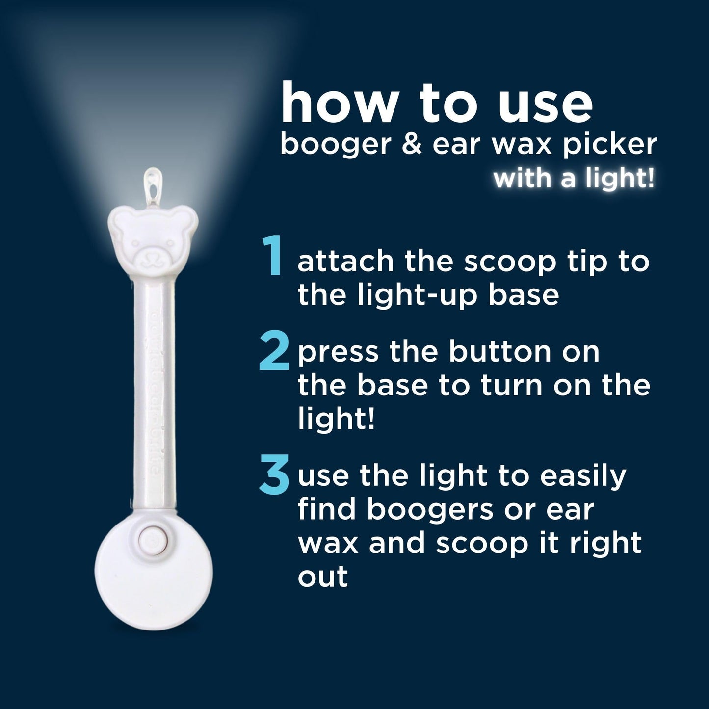 Oogiebear Brite - Baby Nose Cleaner And Ear Wax Removal Tool. Baby Gadget With Nighttime Led Light. Safe Snot Booger Picker For