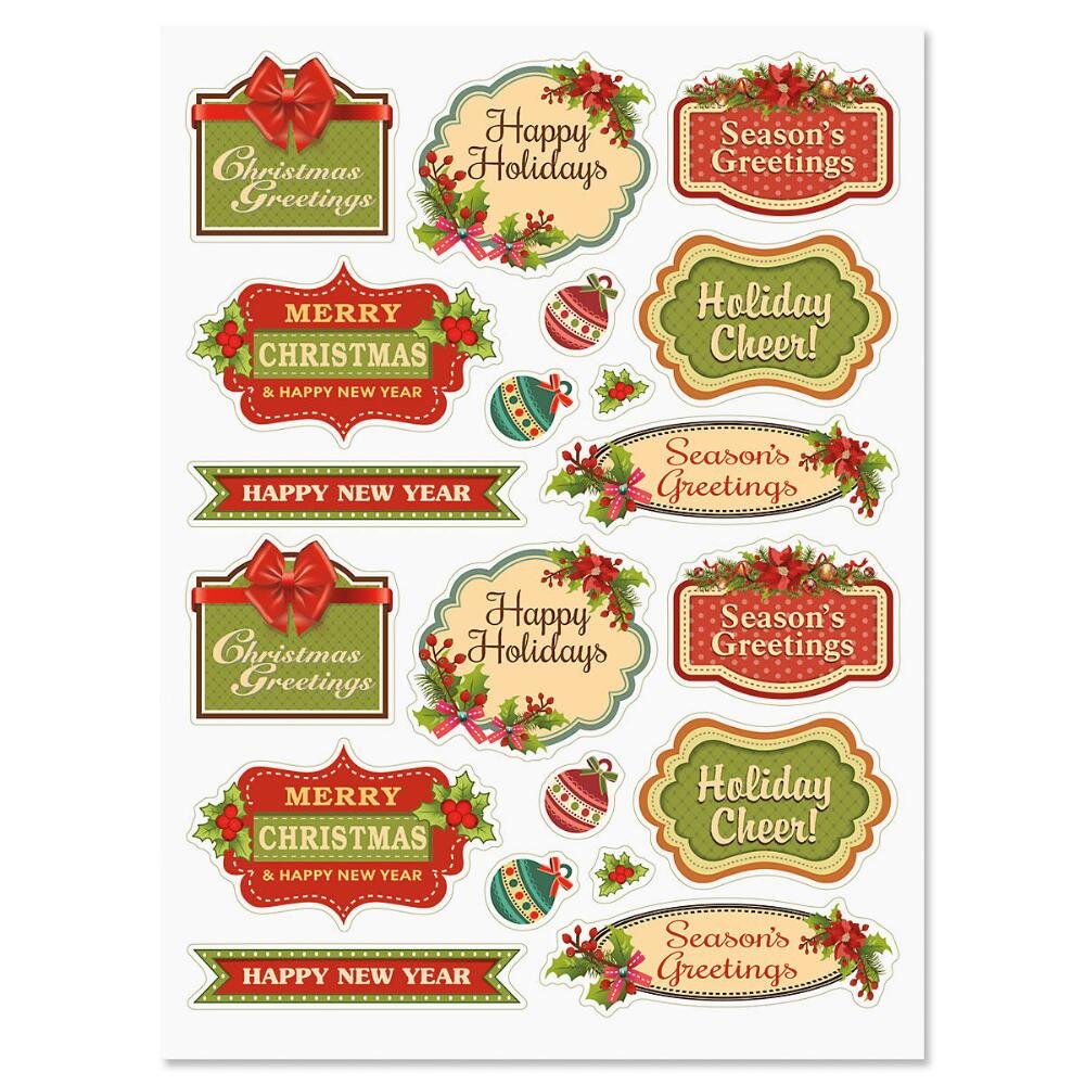 Vintage Christmas Stickers - Set Of 24
