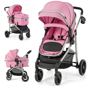 BABY JOY 2 in 1 Convertible Baby Stroller, High Landscape w/Reversible Seat, Removable Footmuff, Adjustable Backrest & Canopy, F