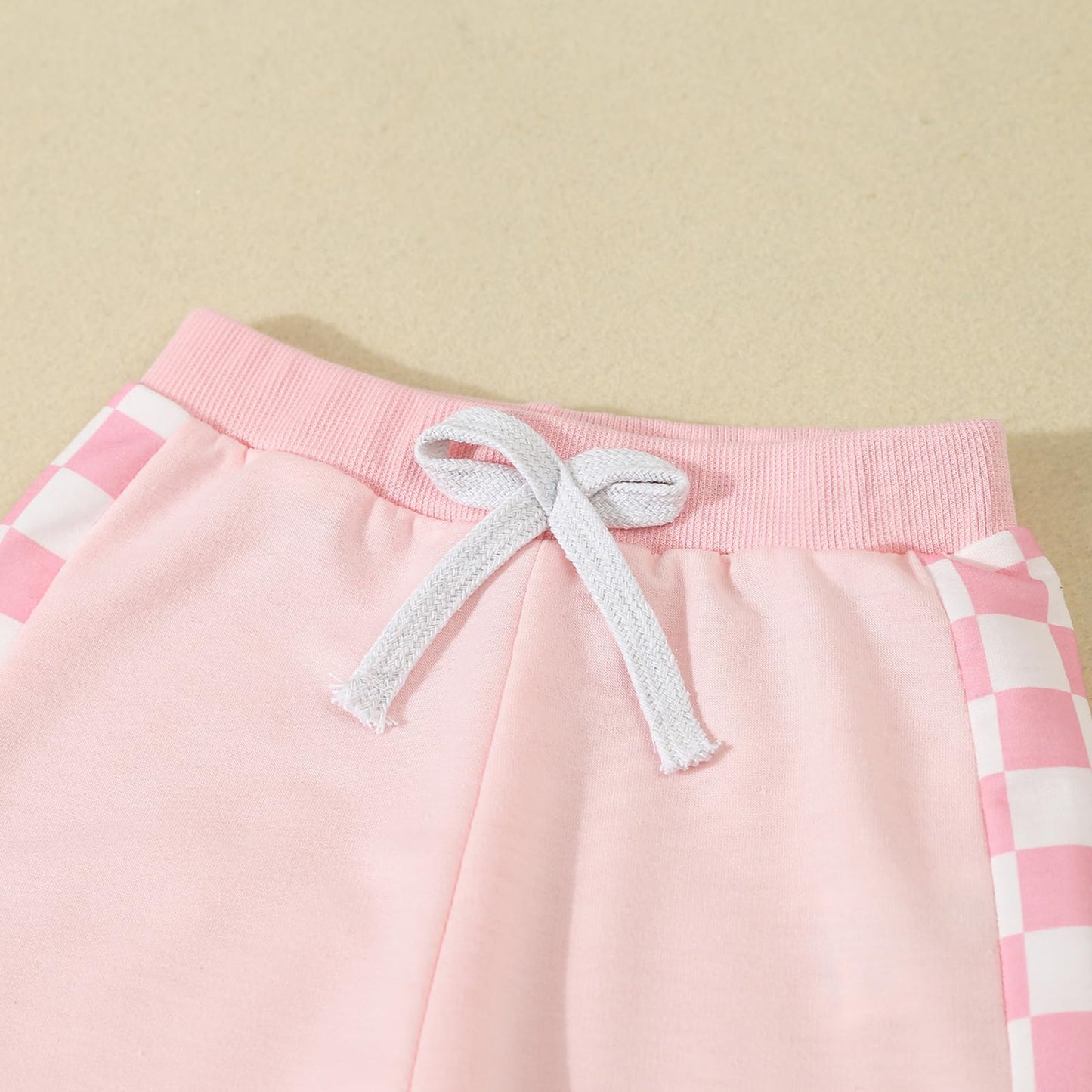 Beqeuewll Baby Girl Valentines Day Outfit Long Sleeve Heart Checkerboard Print Sweatshirt Plaid Pants 2Pcs Valentine Clothes (Mi