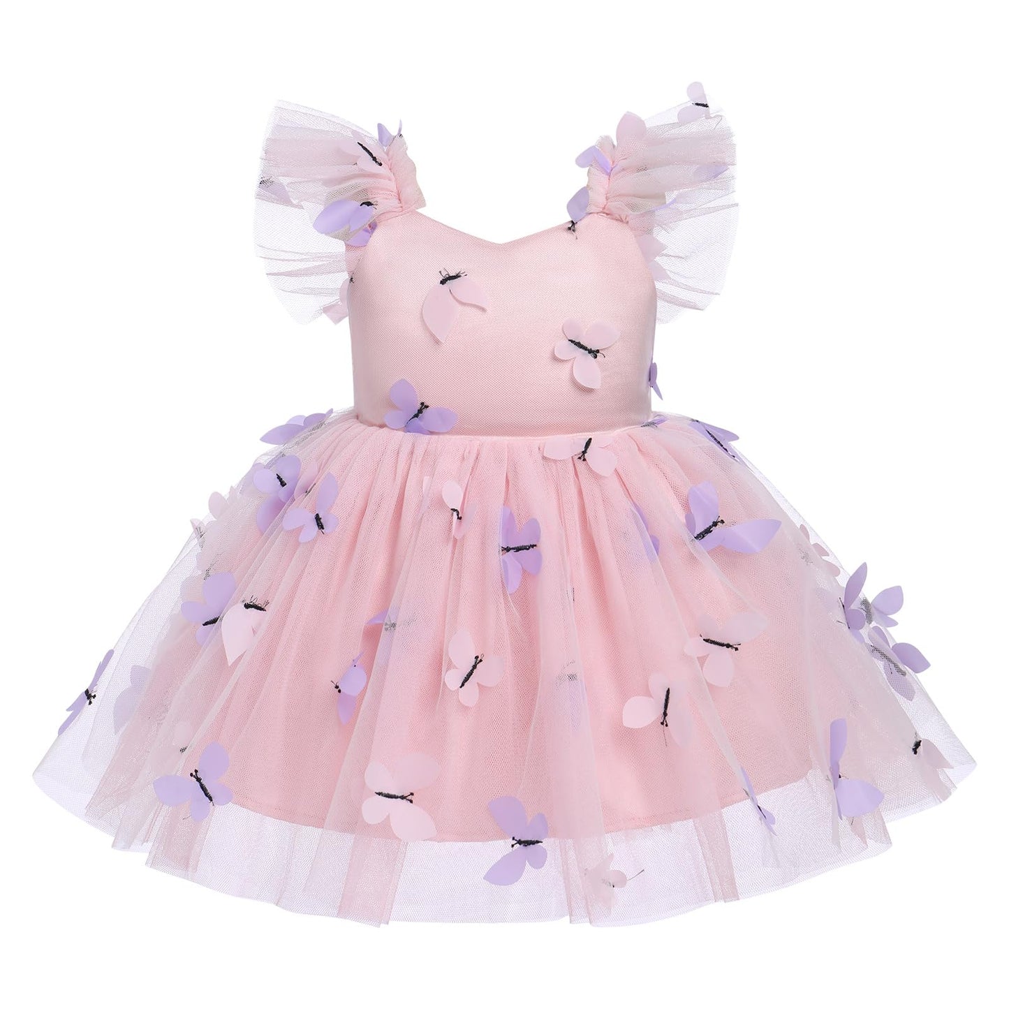 Idopip Baby Girls Butterfly Tutu Dress Summer Sleeveless Backless Princess Birthday Party Dresses Toddler Girl First Communion P