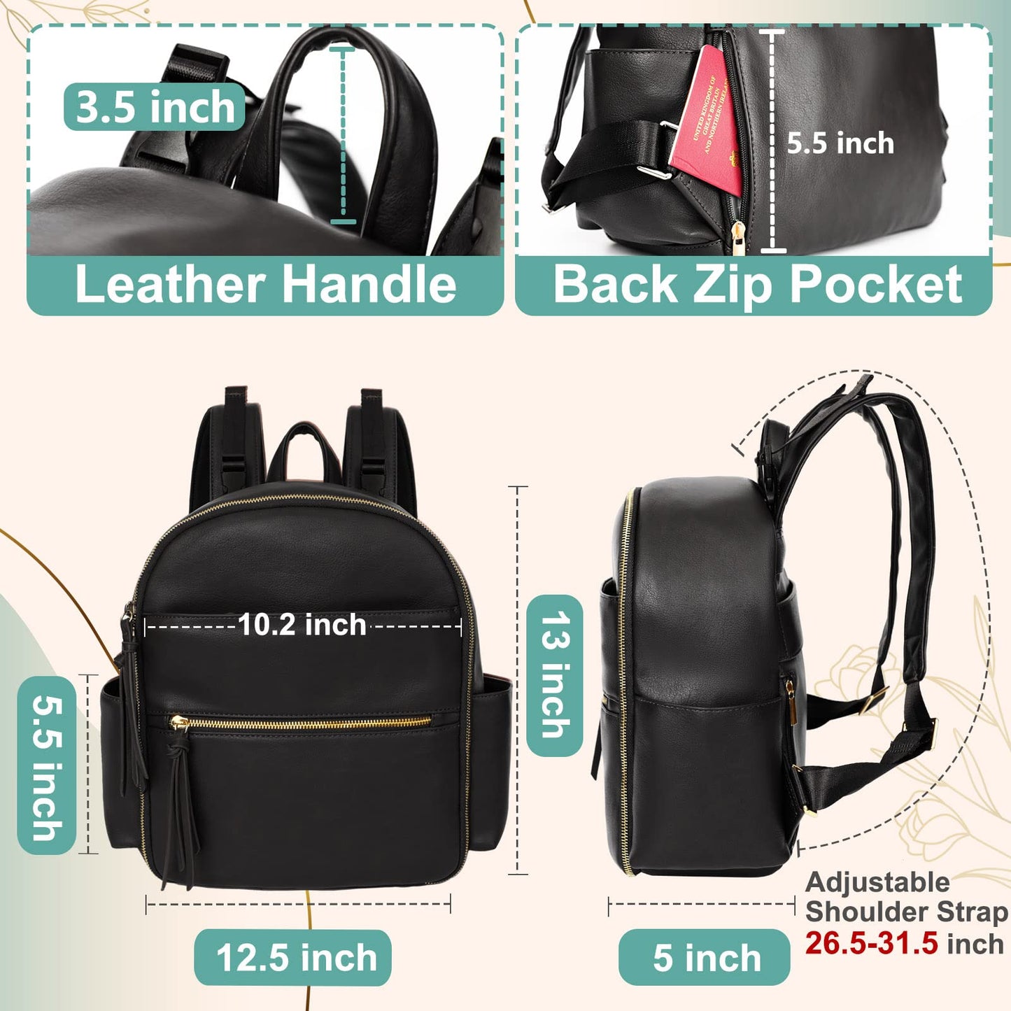 Mini Diaper Bag Backpack Mominside Small Baby Diaper Bag With 11 Pockets, Leather Travel Baby Bag For Baby Girls Boys, Diaper