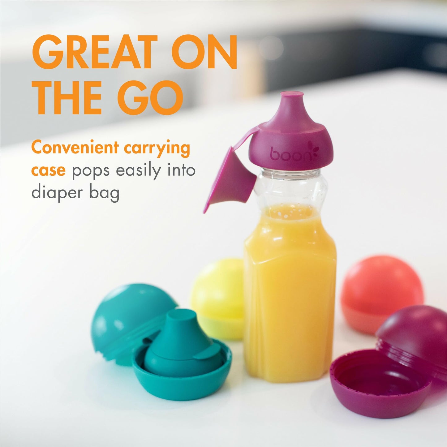 Boon Snug Sip Universal Water And Juice Silicone Bottle Toppers - Soft Spout Conversion Caps With Spill Proof Valves - Silicone