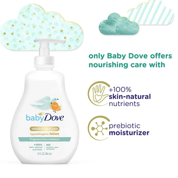 Dove Baby Lotion Sensitive Moisture 13 Ounce Fragrance-Free (384Ml) (3 Pack)