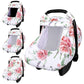 Baby Carseat Cover Girls, Pea Pod Floral Infant Car Seat Covers Canopy for Newborn with 2 Layers Windows of Breathable Mesh/Fabr