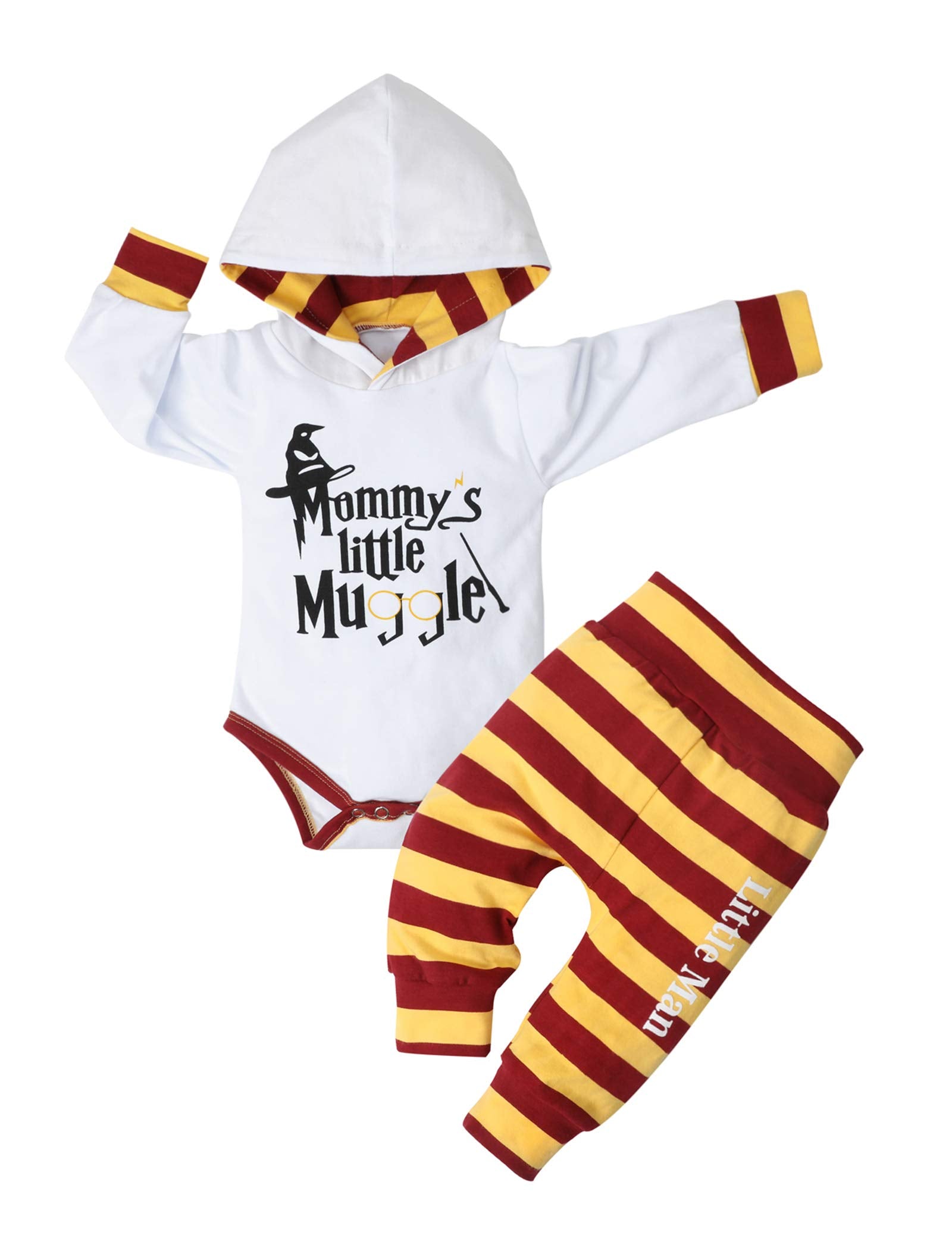Baby Boy Clothes 0-3 Months Mommy Little Muggle Cute Boy Hoodies + Little Man Pants Set 2Pc Stuff Gifts