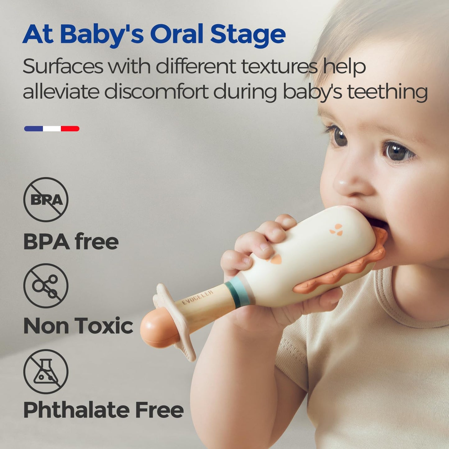 Evoceler Baby Toys, 2 Pac Dinosaur Rattles & Shaker Toys with Teether, Sensory Toys for 0+M Babies, Soft Silicone BPA Free, Perf