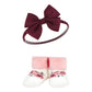 Hudson Baby Baby Girls' Headband And Socks Giftset, Rose 6-Piece, One Size